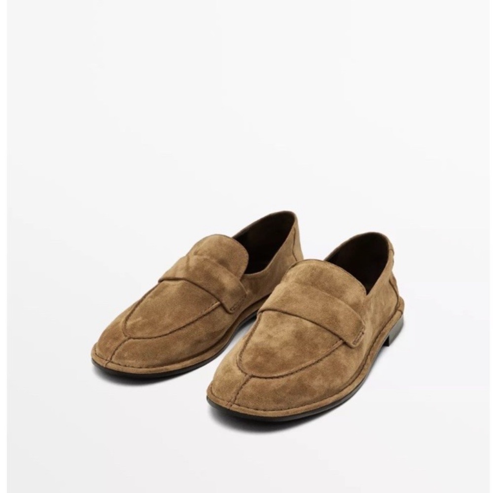 New MASSIMO DUTTI Split Suede Soft Loafers Flat Shoes 39 9